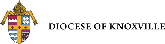 Diocese of Knoxville logo with a bishop’s coat of arms and black text on white background
