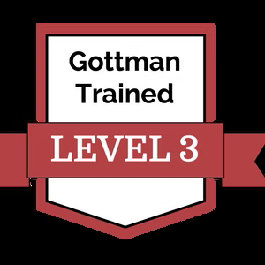 Gottman Trained Level 3 badge with red banner and white shield background
