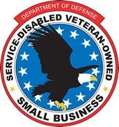Department of Defense Service-Disabled Veteran-Owned Small Business seal with eagle and stars on blue circle