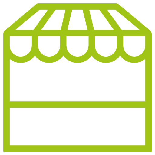 Apple green outline symbol or icon for a shop.