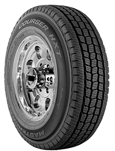 A close up of a tire with the word courser on it
