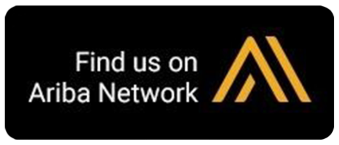 Find us on Ariba Network with yellow Ariba logo on black background