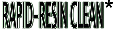 Rapid-Resin Clean logo in bold black and red text on a white background