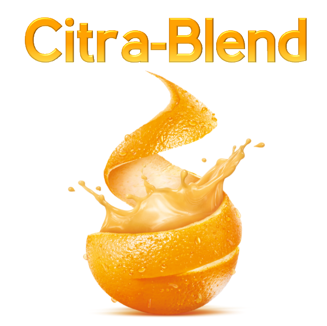 Citra-Blend logo with a stylized orange peel forming a swirling citrus splash