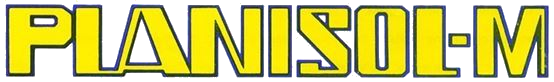 Yellow “PLANISOL-M” text logo on a light blue background