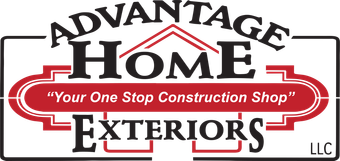 Advantage Home Exteriors Red & White Logo with a house