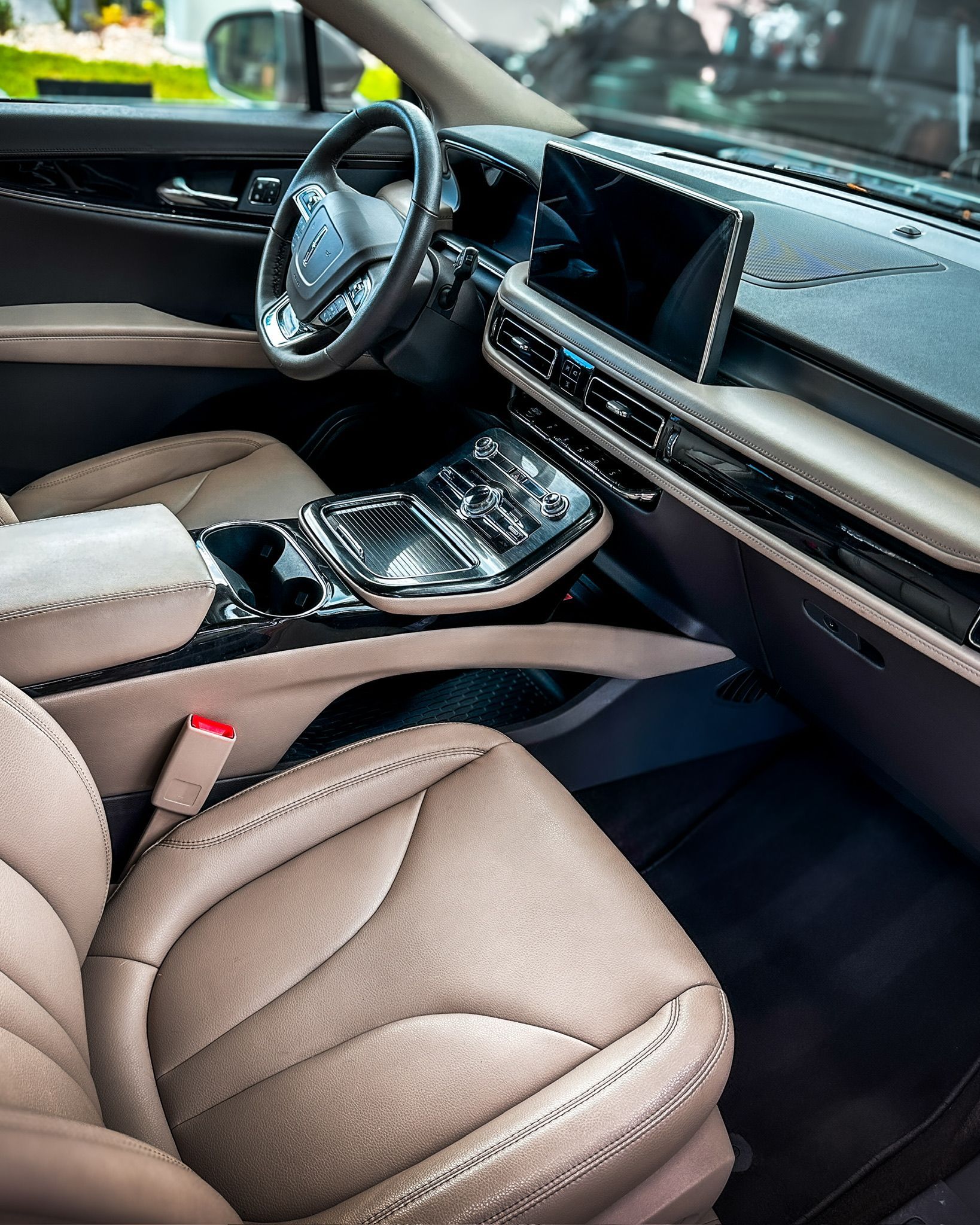 Tan leather Lincoln Nautilus interior after a Mini Detail in Merritt Island, FL