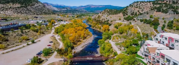 View of the Animas River running through Durango, CO. 