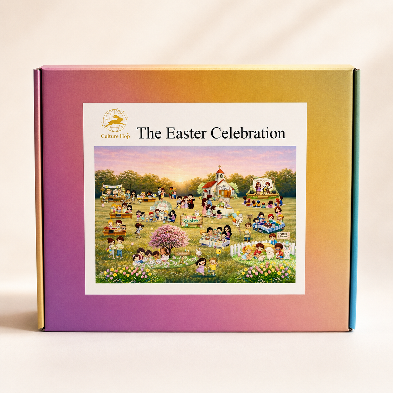 Culture Hop Easter Celebration puzzle in colorful package of an easter community celebration