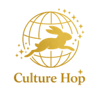 Culture Hop logo featuring a gold rabbit leaping across a globe