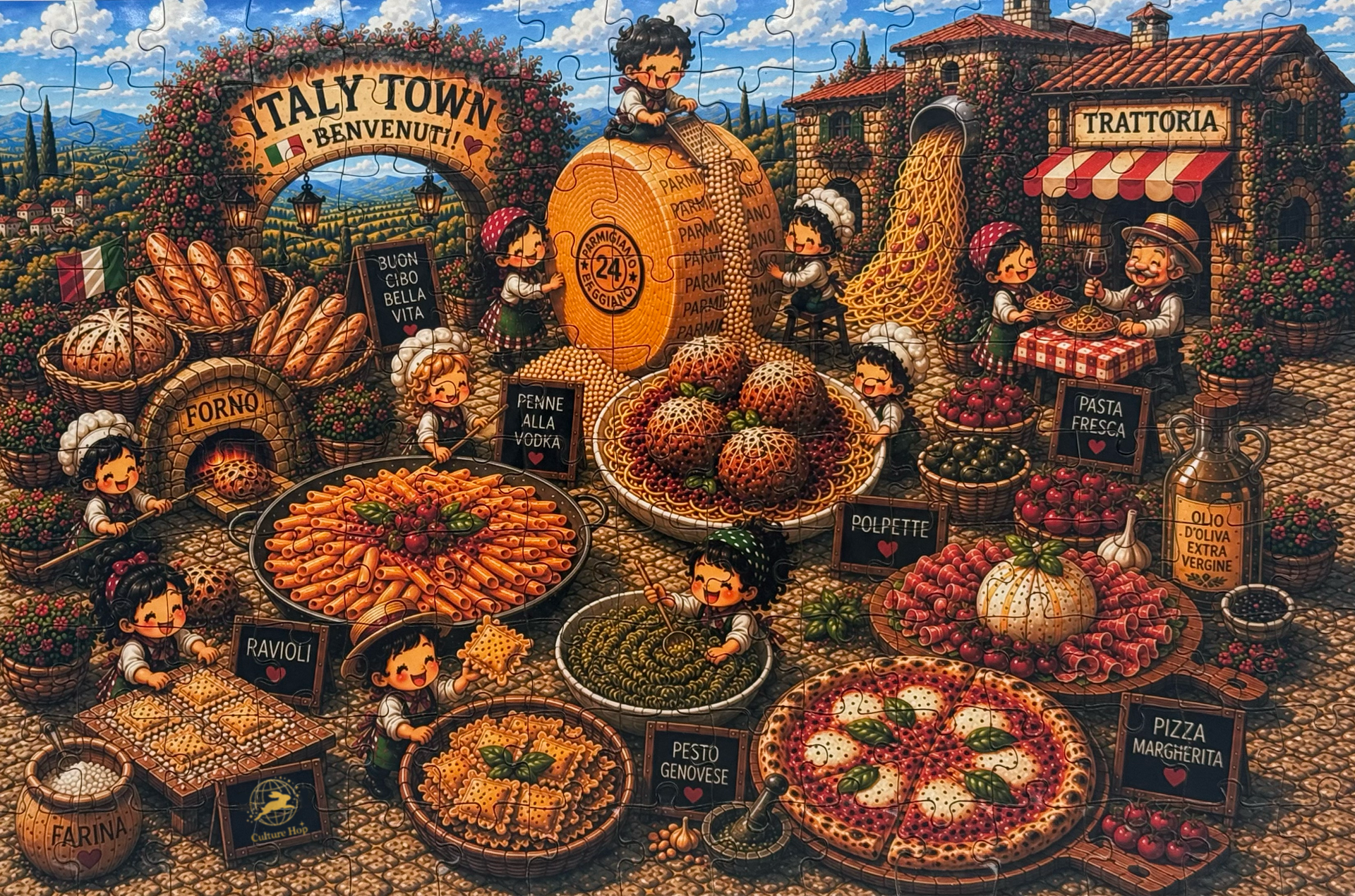Italy Food Town-150 Piece Jigsaw Puzzle