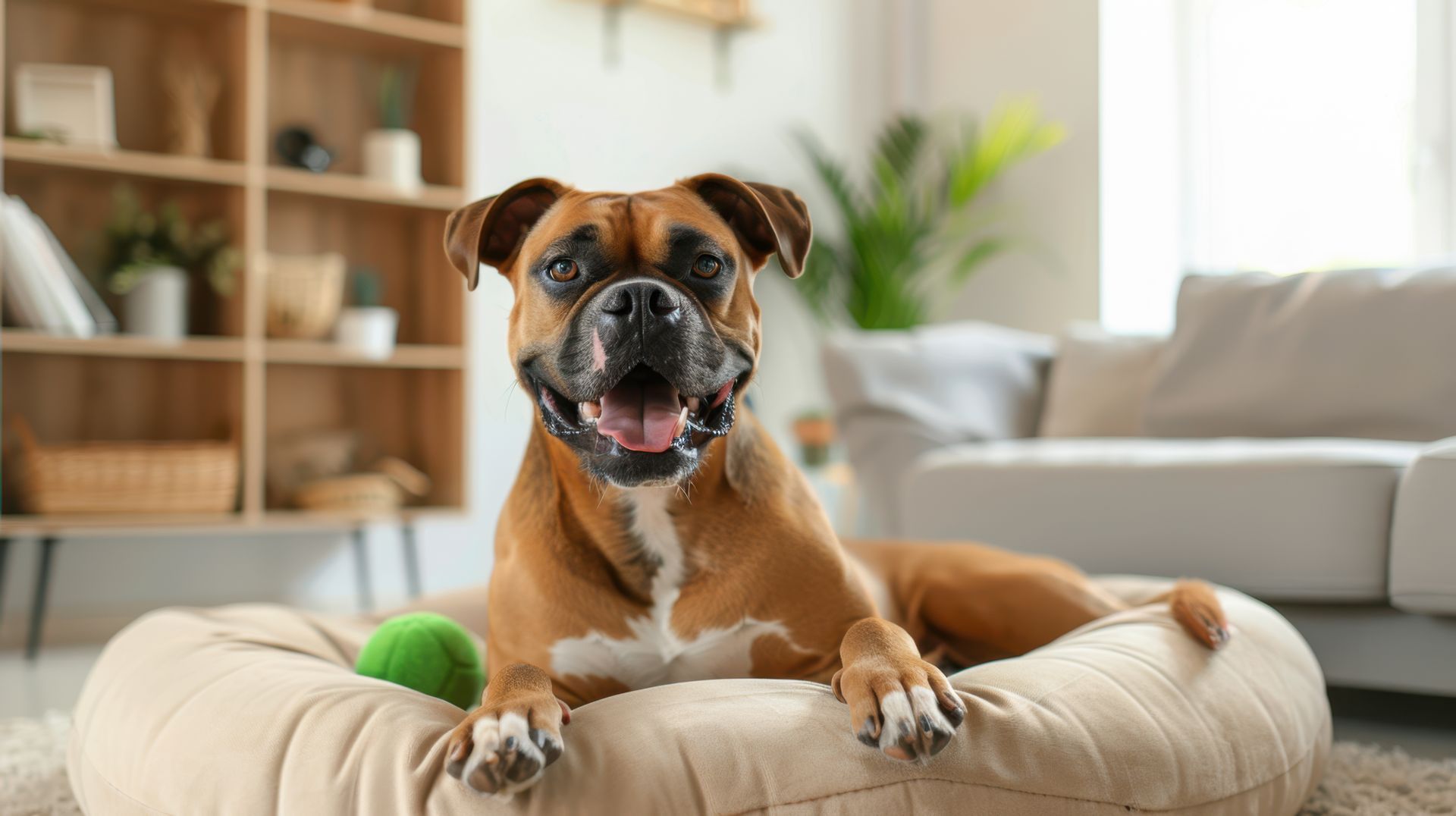 Perro contento en casa