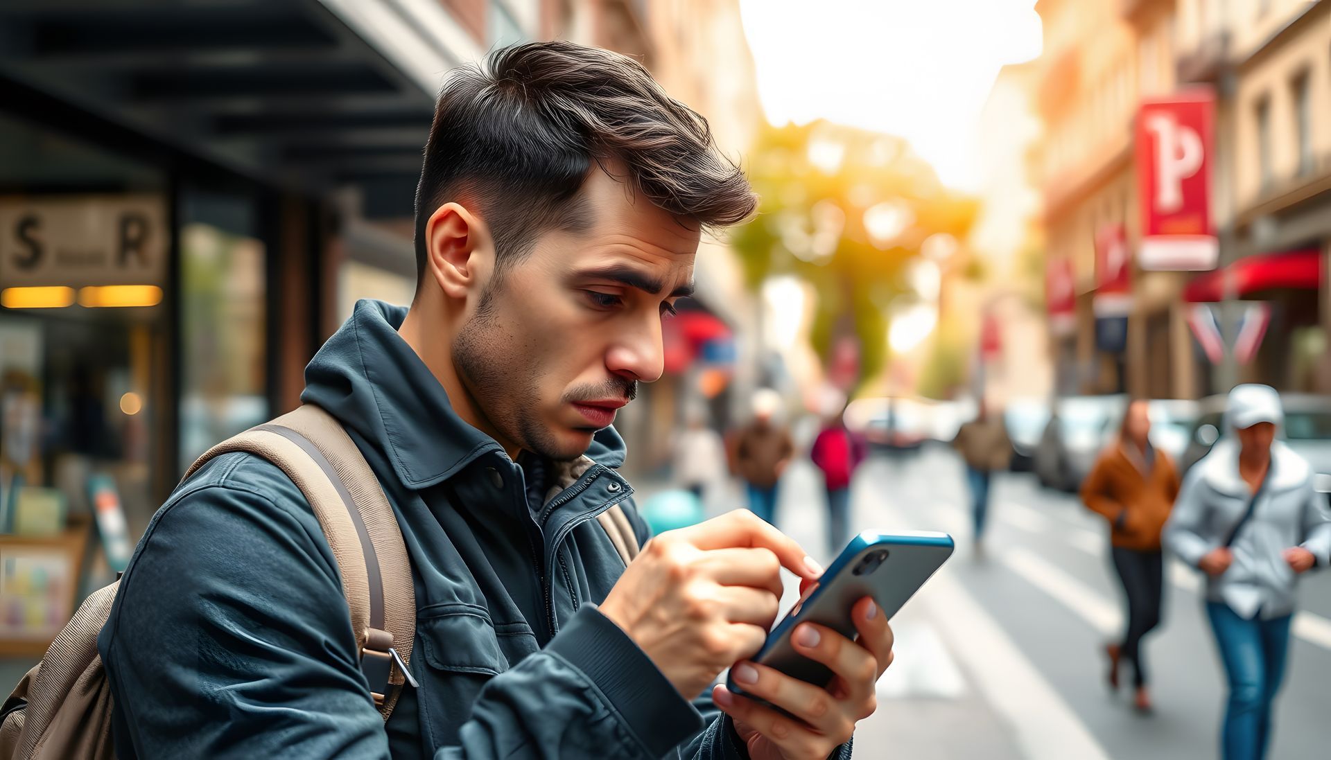 Con sosclean.com lo tienes muy fácil. Joven llamando por telefono en la calle