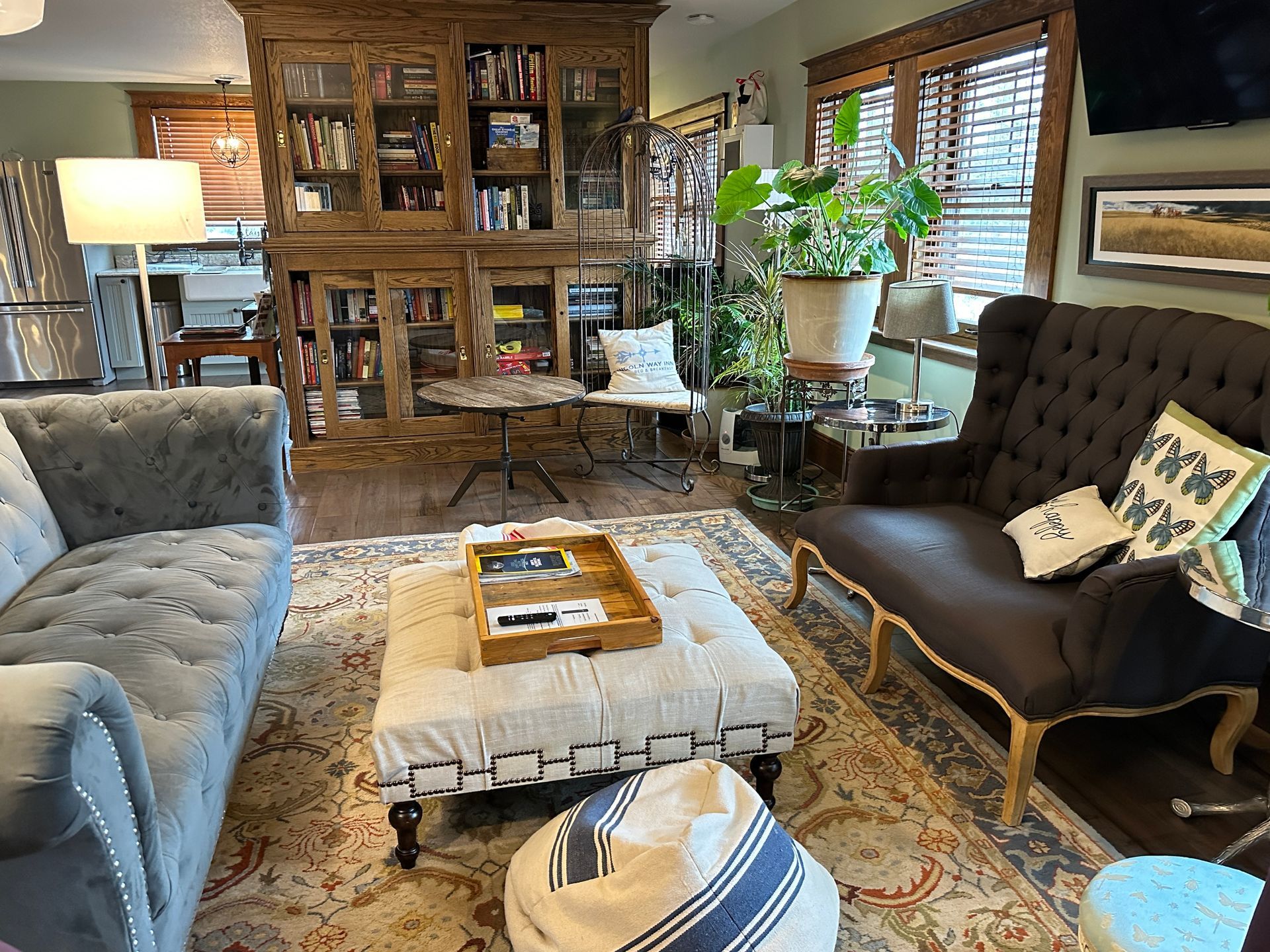 A living room filled with furniture and a coffee table.