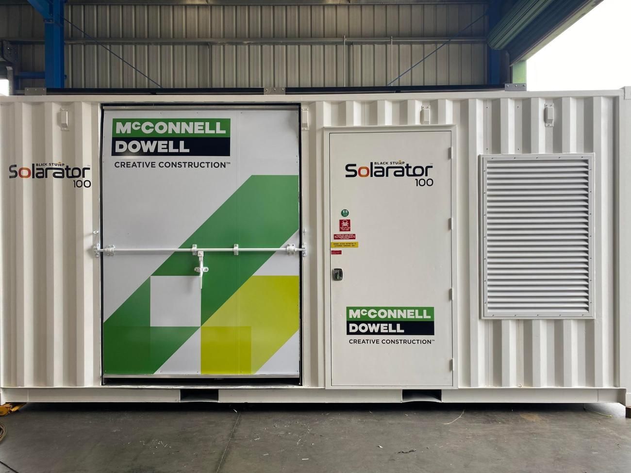 White shipping container with 