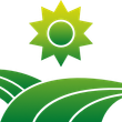 Green sun over rolling green fields.