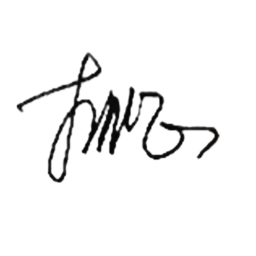 Black handwritten signature on a white background