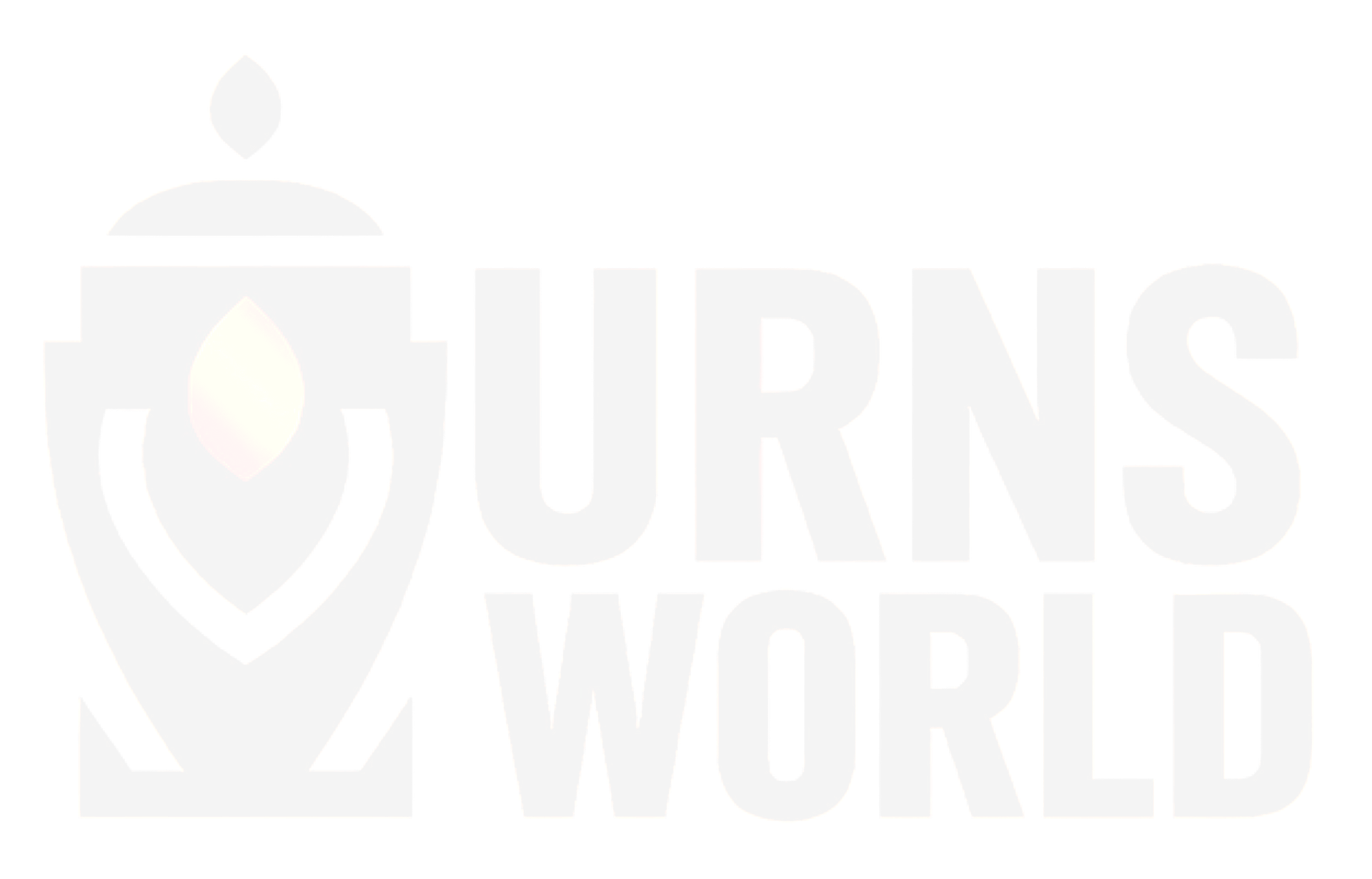 Faint URNS WORLD logo with a stylized urn and shield icon on a white background