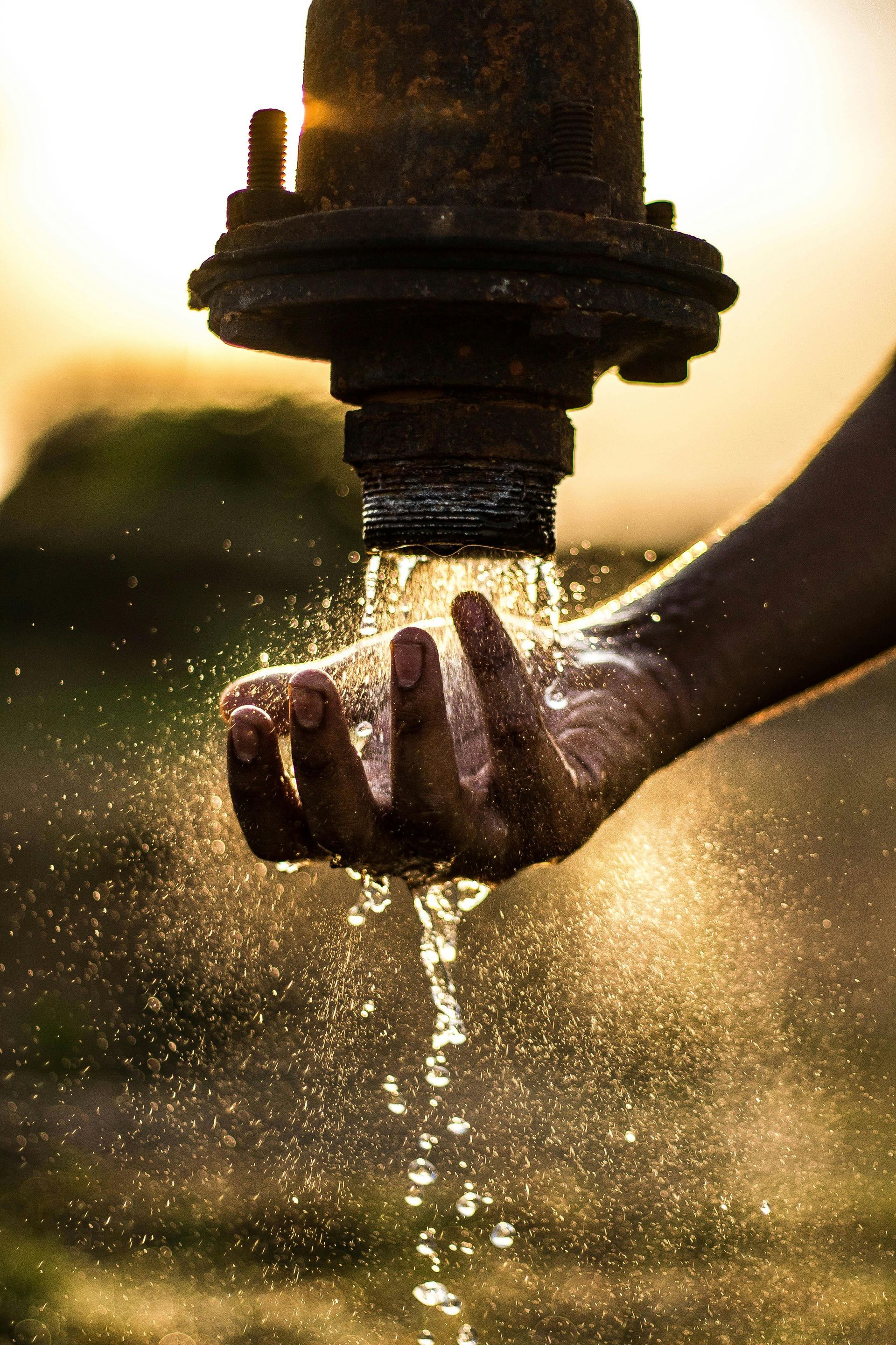 Water pouring into hands, symbolizing plumbing toilet leak in Castle Rock, CO.