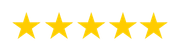A row of five yellow stars on a white background.