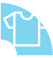 Ícone azul de uma camiseta com um símbolo de mão dentro de um quadrado arredondado