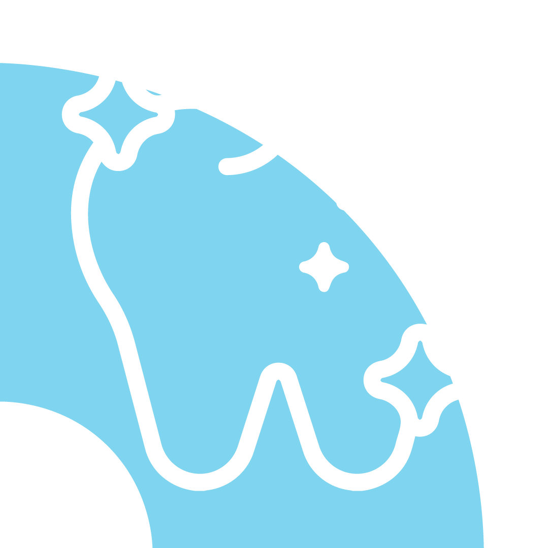 Contorno de dinossauro de desenho animado azul claro com estrelas brancas sobre um fundo azul claro.