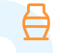 Contorno laranja de um ícone de vaso sobre fundo branco