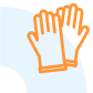 Duas luvas com contorno laranja lado a lado sobre um fundo branco.