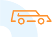 Contorno laranja de um carro sobre um fundo branco