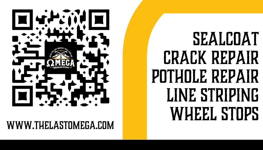 back of business card design for asphalt maintenance company with QR Code