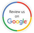 Circular badge with red, yellow, green, and blue borders, featuring the text 