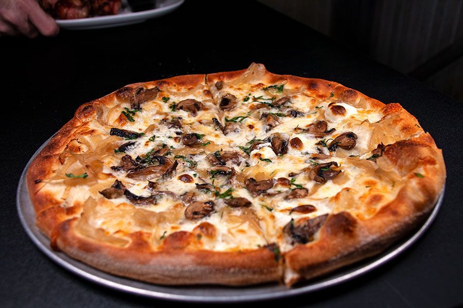 Truffle mushroom pizza from The White Bull Tavern in Downtown Boston