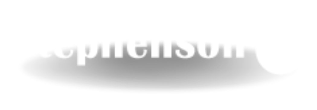 Blurred white text above a soft gray shadow on a white background