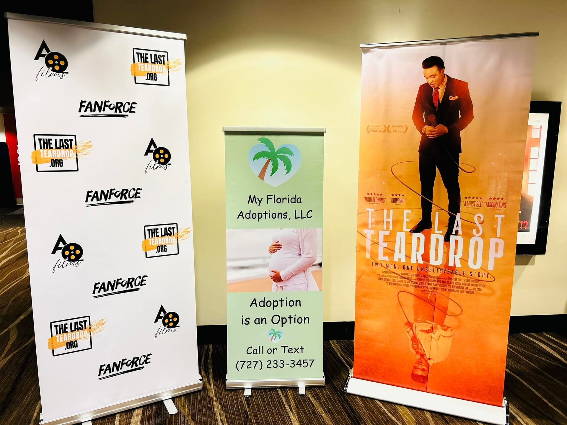 Three promotional banners. Two feature