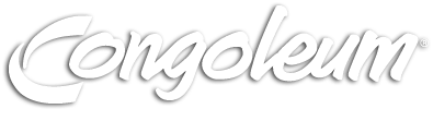 Congoleum logo in white script with a slight shadow.
