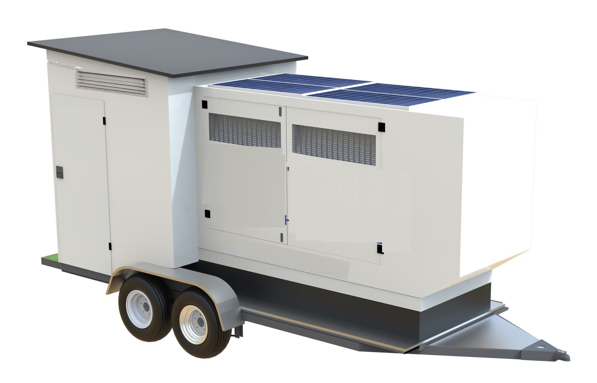 back close up of mobile EV charging station trailer