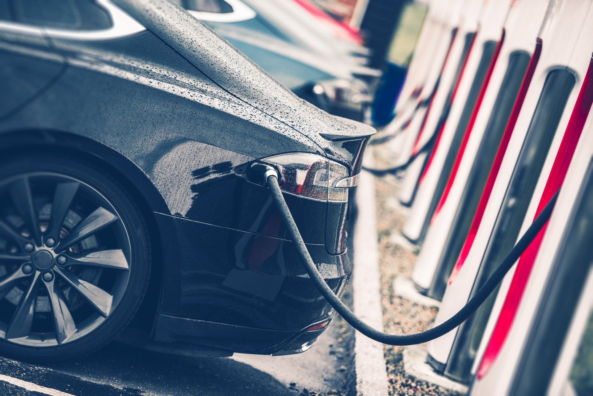 Fleet vehicles being charged