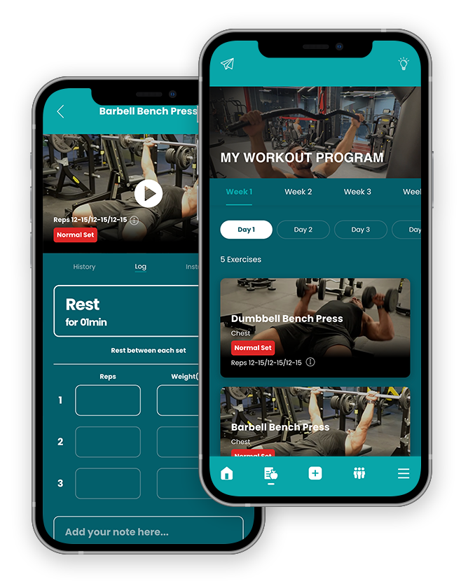 A couple of phones with a workout program on them.