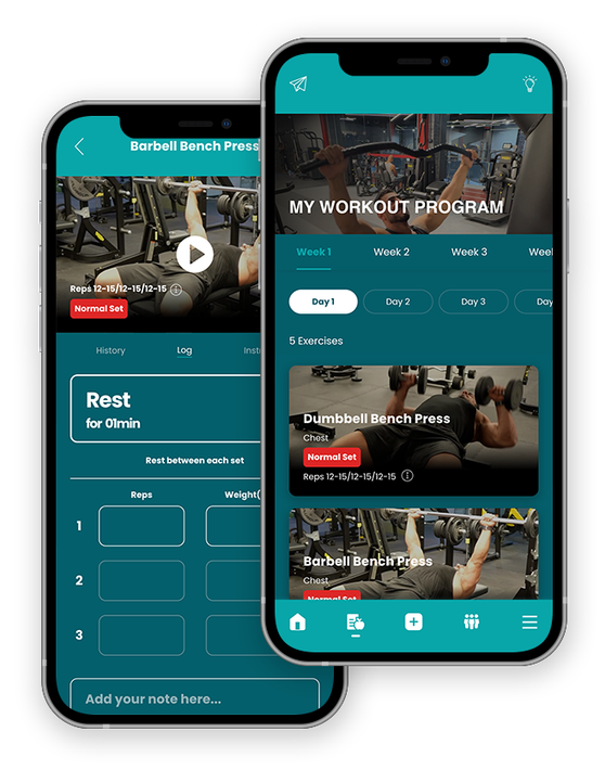 A couple of phones with a workout program on them.