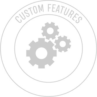 "Custom Features" icon: gears within a circle.