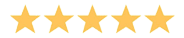 Five gold stars in a row, indicating a high rating or review.