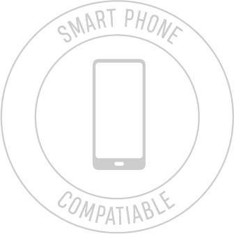 Smart phone compatible symbol, with a phone icon inside a circle with the words "Smart Phone" and "Compatible."