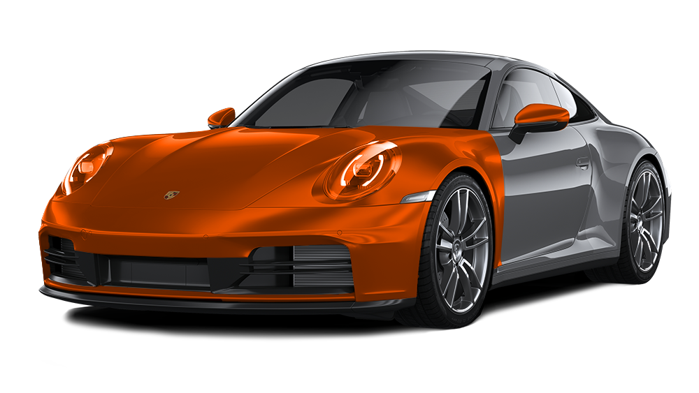 A red porsche 911 is shown on a white background.