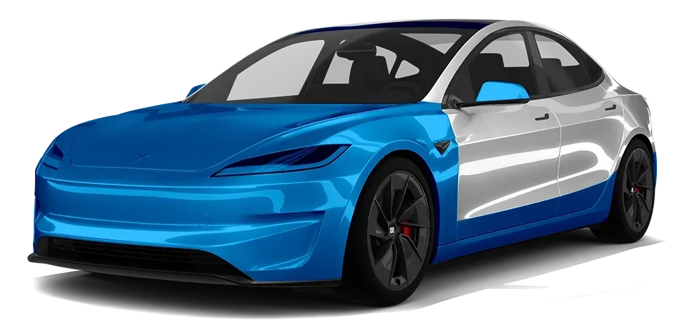 A red tesla model s is shown on a white background.