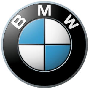 BMW logo: a round emblem with the letters "BMW" at the top and blue and white quadrants in the center.