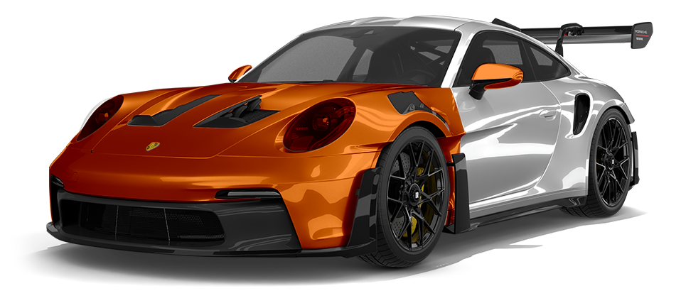 A red porsche 911 is shown on a white background.