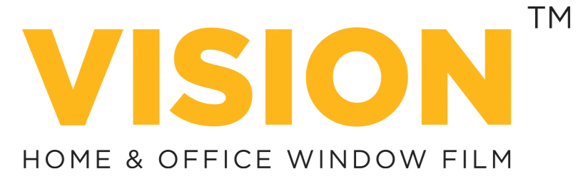 Logo for Vision Home & Office Window Film in yellow with