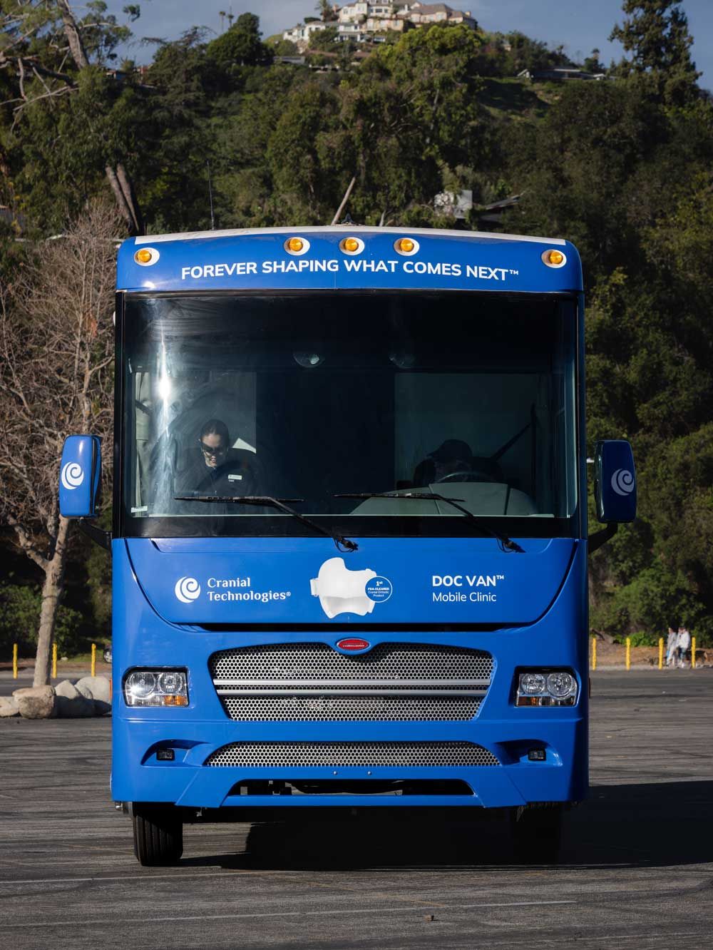 Front view of the Cranial Technologies DOC Van mobile clinic.