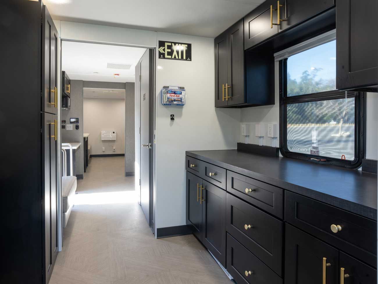 Hallway and workstation inside the Cranial Technologies DOC Van.