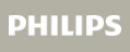 PHILIPS logo in white text on a light gray background
